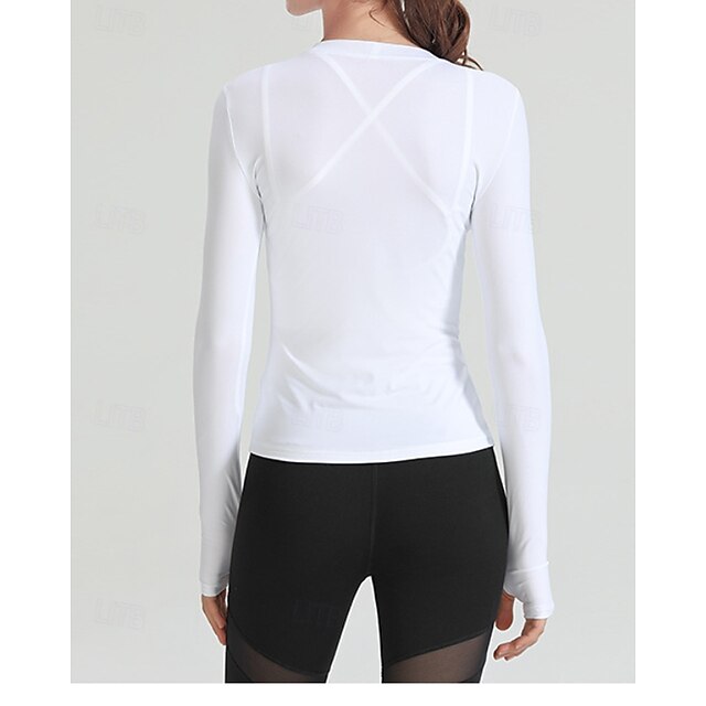 Women's Solid Colored Tennis Top Long Sleeve Breathable