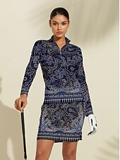 Women's Golf Polo Shirt Golden Long Sleeve Top Ladies Golf