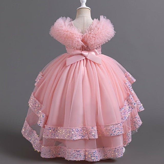 Girl Party Dress Sleeveless Flower Sequin Kids Girls'