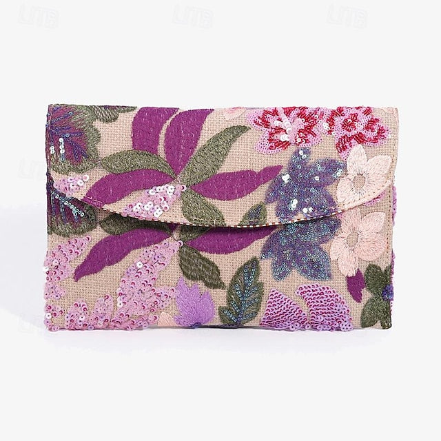 Clutch Women's Embroidered Handheld Floral - Bag Evening