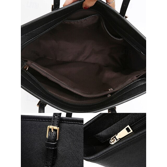 Leather Tote Faux Women's Brown - Bag Large Classic