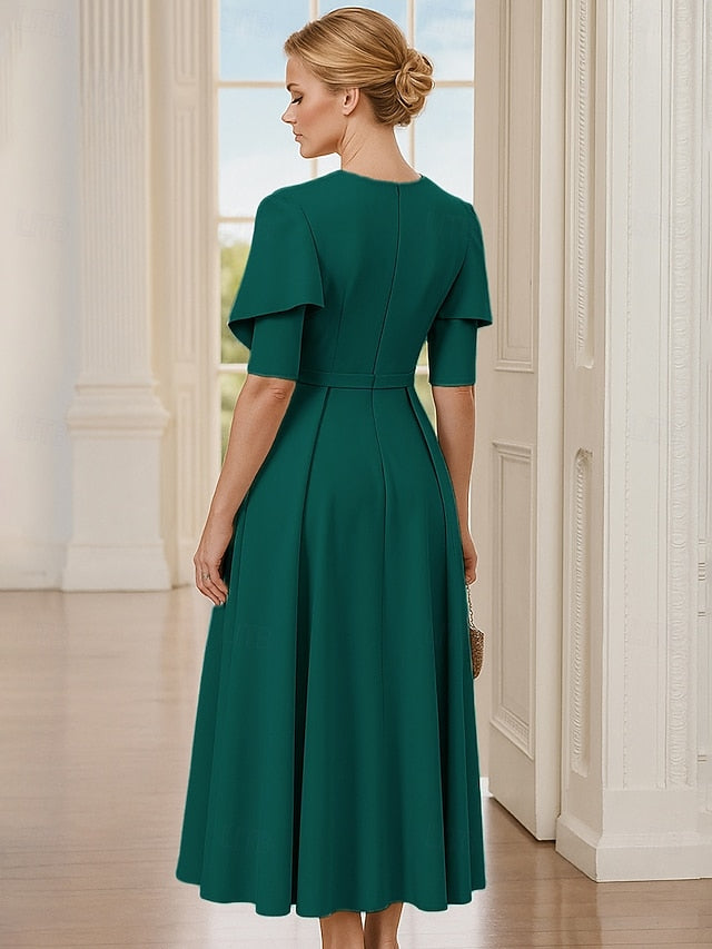 A-Line Tea Length Party Dress Cocktail Dress Wedding Guest Dress