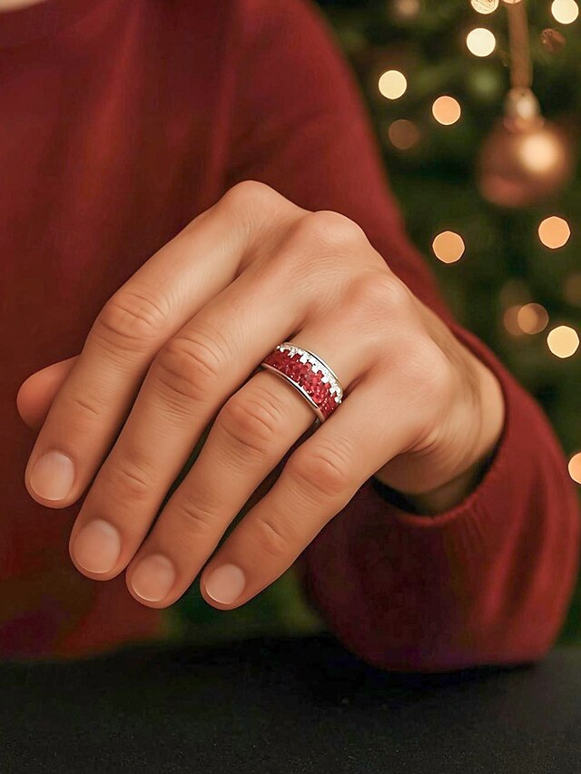 Steel Stainless Christmas Red Men's Ring Stylish –