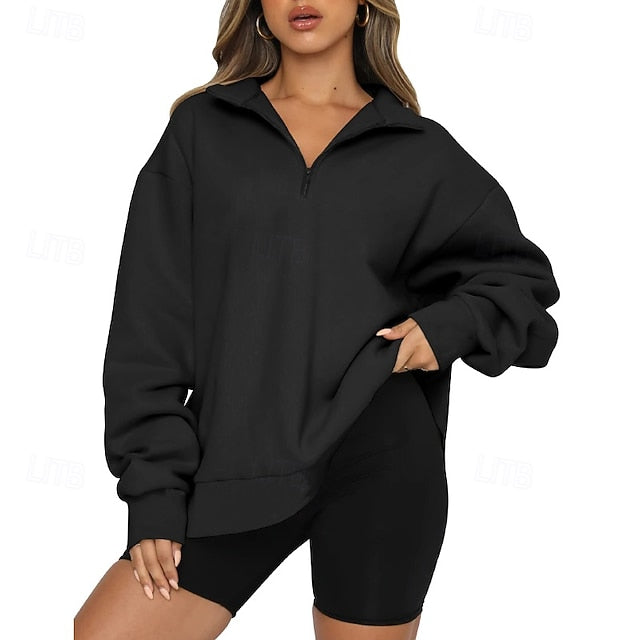 Women's Track Top Pullover Quarter Zip Long Sleeve Top