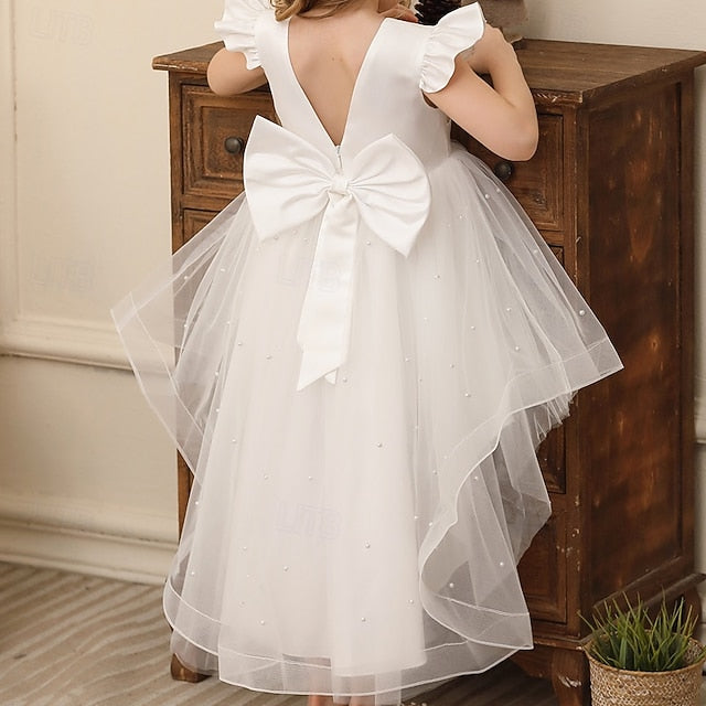 Dress Girls' Party Color Kids Flower Girl Solid