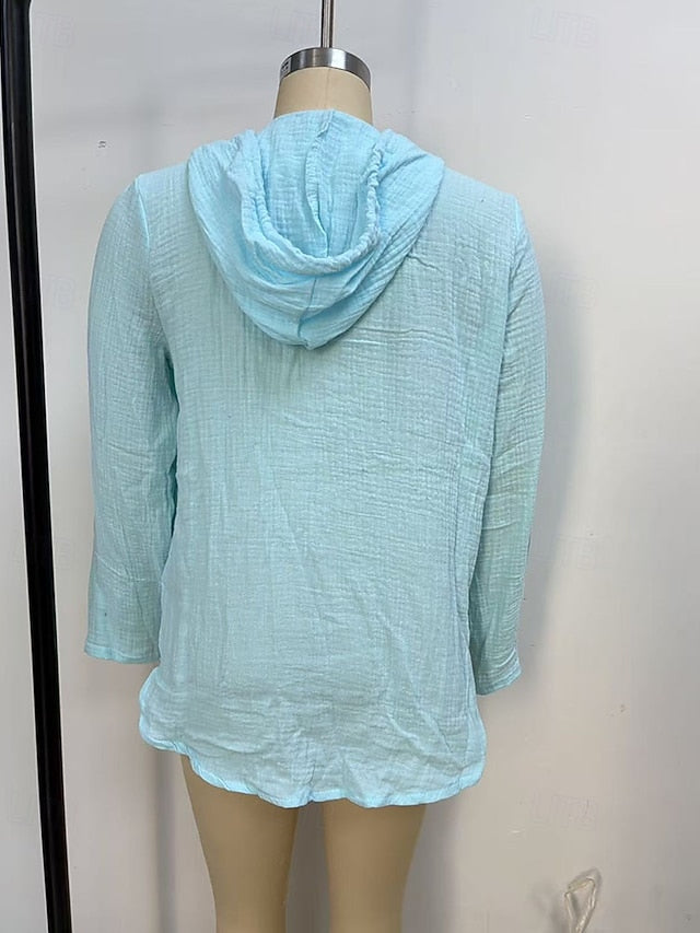 Women's Blouse Pocket Plain Elegant Stylish Long Sleeve V