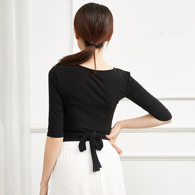 Breathable Ballet Top Ruching Bandage Solid Women's