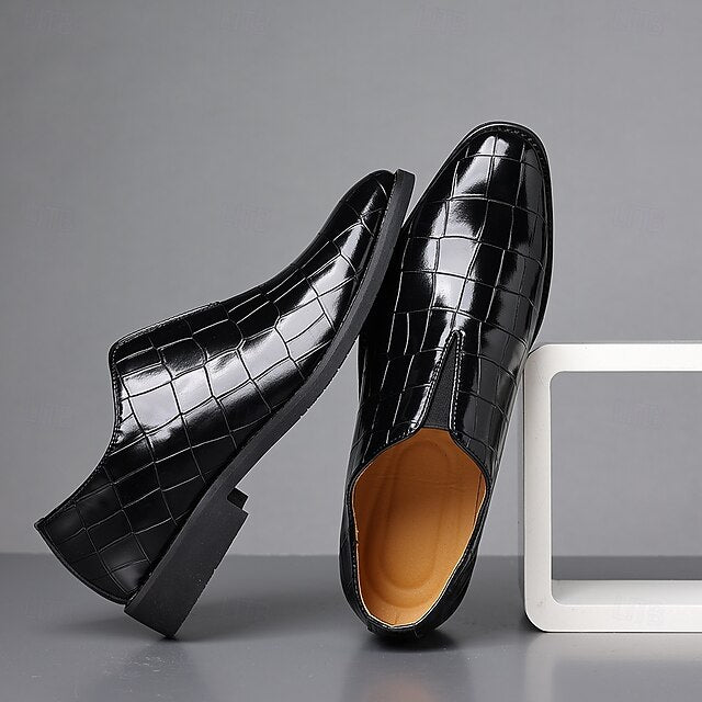 – Shoes Pattern Slip-On Burgundy Men's Crocodile