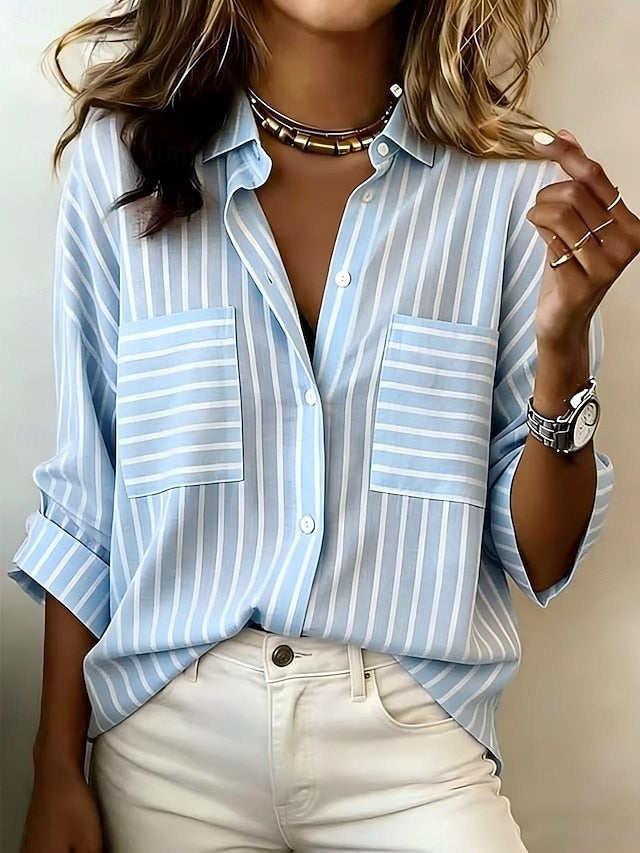 Women's Blouse Graphic Striped Daily Stylish Basic Long