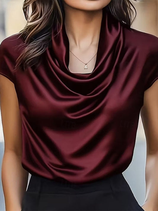 Women's Shirt Elegant Satin Top Summer Tops Ruched