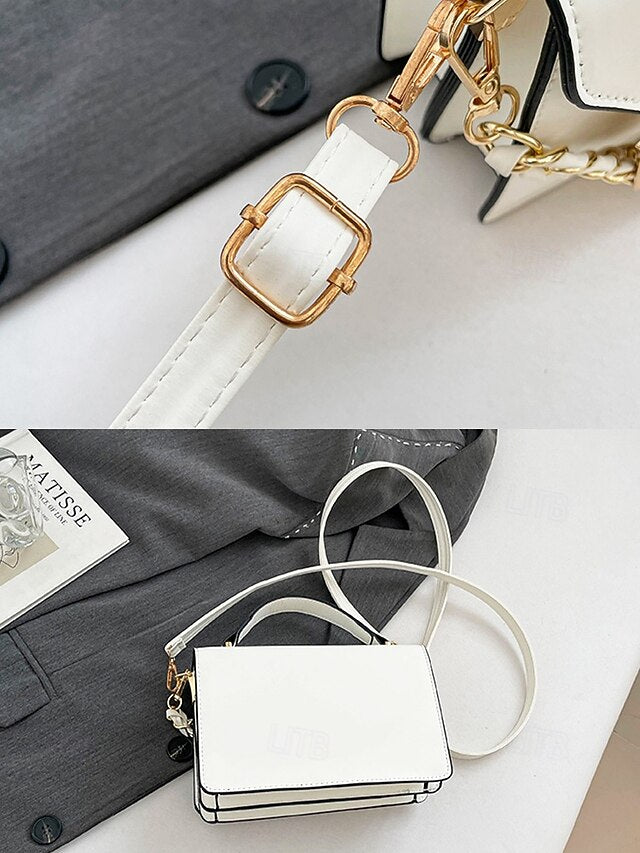 Women's Elegant Faux Leather Crossbody Handbag, Chic Top