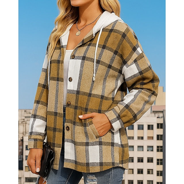 Women's Hoodie Jacket Long Coat Drawstring with Pockets
