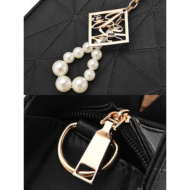 Elegant Women's – with Pearl Handbag Pendant Leather Faux