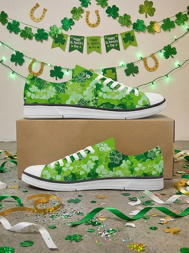 Women's St. Patrick's Day Green Clover Print Canvas