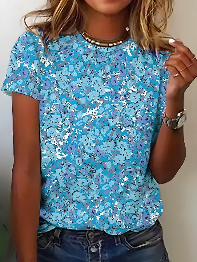 Women's T Shirt Print Floral Graphic Stylish Casual Short