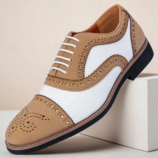 Brown Classic Brogue White Oxford Men's with and Shoes