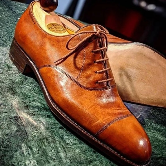 Leather Classic Brown – Shoes Men's Oxford Faux Cap