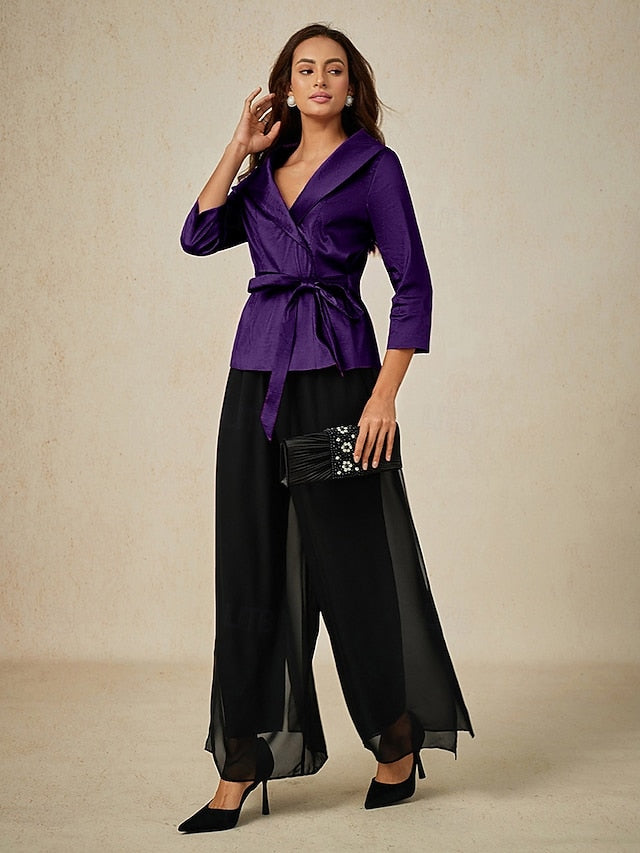 Women's Blouse Evening Tops Tie Front Solid Color Plain