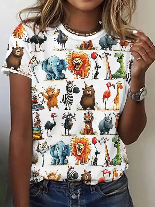 Women's T Shirt Summer Tops Print Graphic Animal Classic