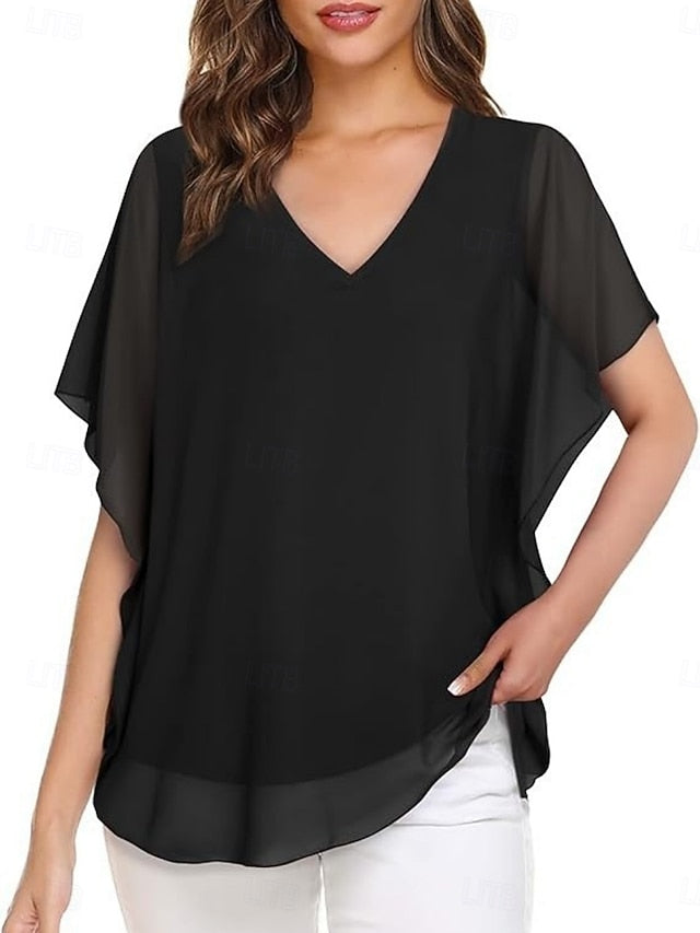 Women's Shirt Blouse Ruffle Blouse Plain Stylish Classic