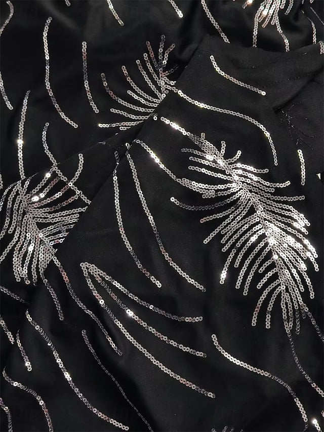 Women's Sequin Tops Twinset Sequins Feather Elegant 3/4