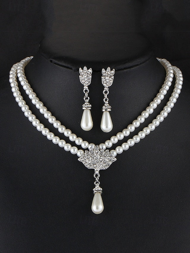 Double-Layer – Elegant Jewelry Pearl Necklace Set Bridal