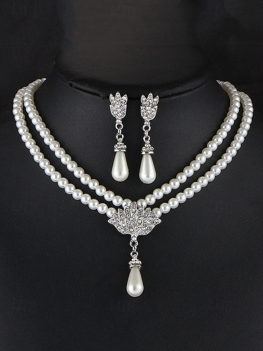 Double-Layer – Elegant Jewelry Pearl Necklace Set Bridal