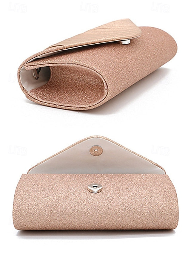 Clutch – with Evening Design Champagne Bag Pleated Glitter