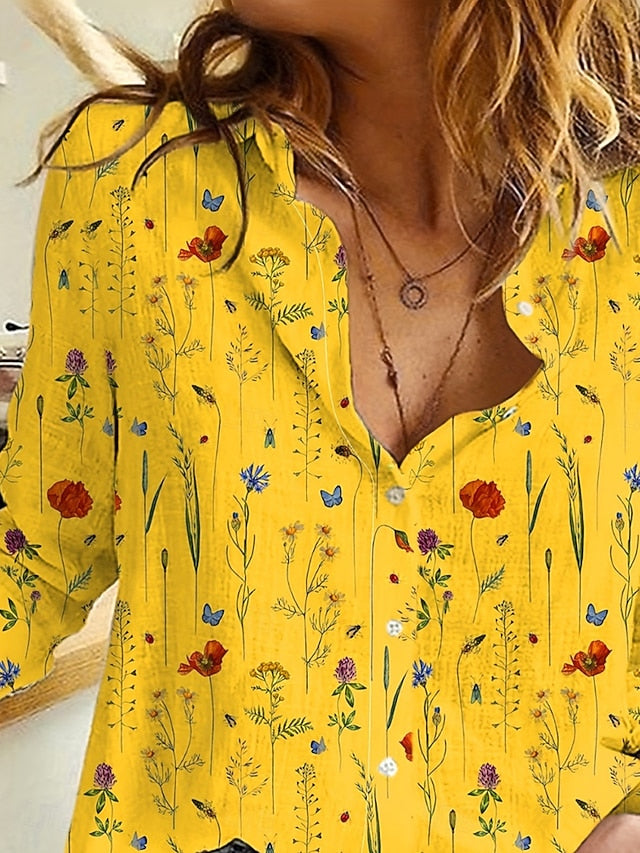 Women's Shirt Linen Like Breathable Lightweight Button Down