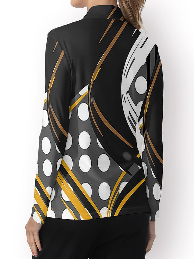 Women's Golf Polo Shirt Black Pink Blue Long Sleeve Sun