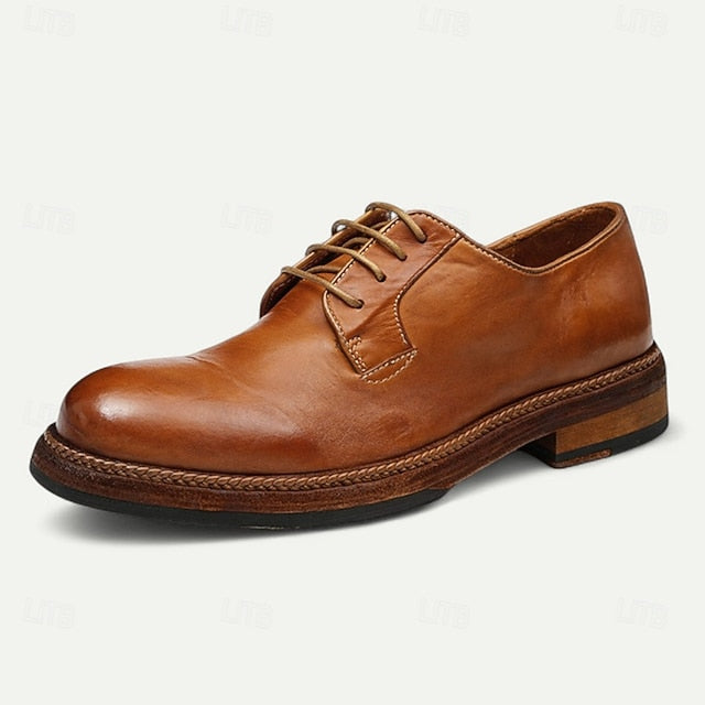 Shoes Derby Leather Clean Men's Goodyear Tan with and Welt