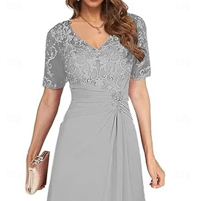 Simple the A-Line Bride of V Dress Neck Mother Elegant