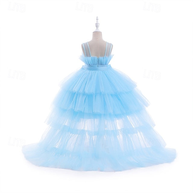 Sleeveless Party Kids Performance Solid Girls' Dress Color