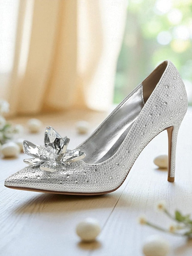 Embellished - Women's High Sparkly Pumps Gold Crystal Heel