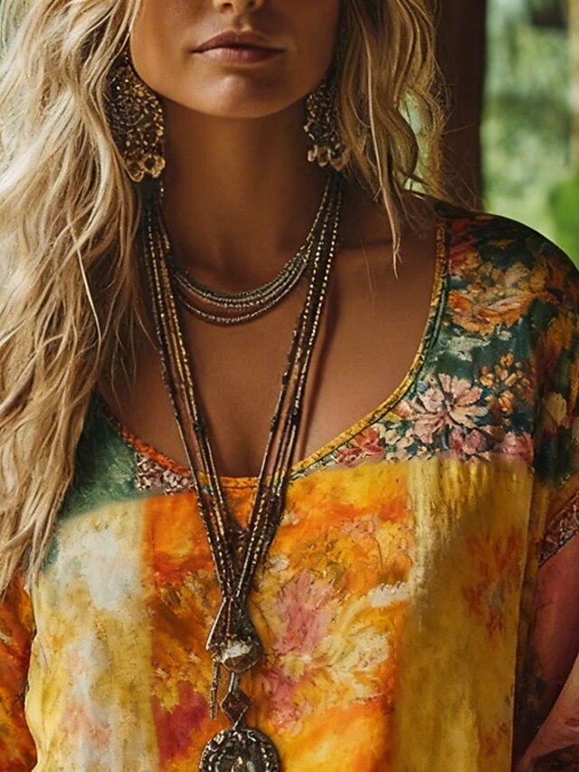 Women's Boho T-shirt T Shirt Tee Top Print Floral Graphic