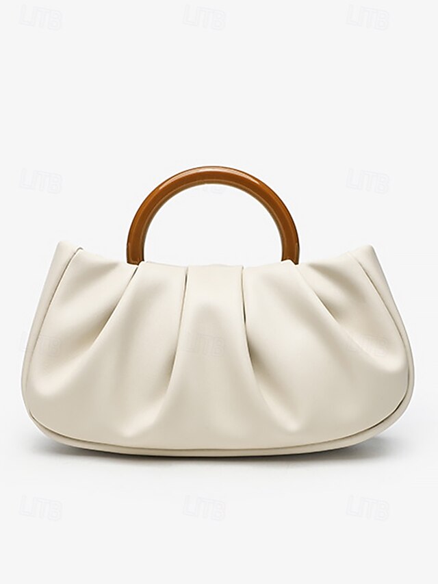 Women's Clutch Pleated Faux Bag with Tote Leather Acrylic