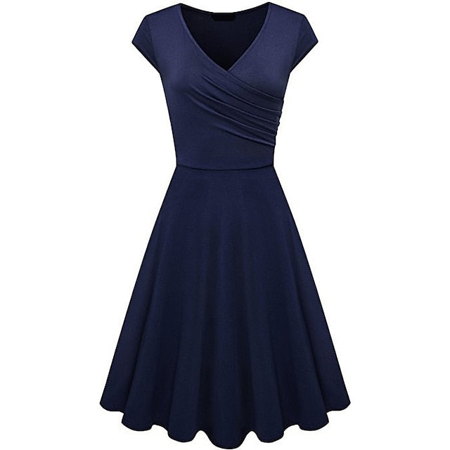 Women's A Line Dress Short Mini Dress Beige Short Sleeve