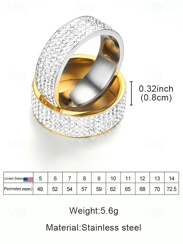 Full Wide Rhinestone Band with Men's Rings Pave