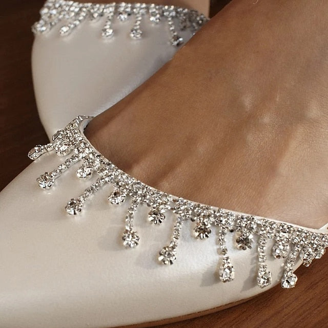 Bridal with Flats Shoes Elegant Women's Wedding White –