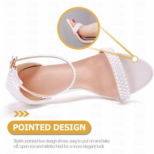 Wedding Women's Heel Pearl-Embellished Shoes Elegant High