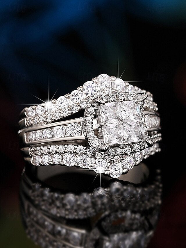 Ring Wedding Cubic Luxury with Set Zirconia