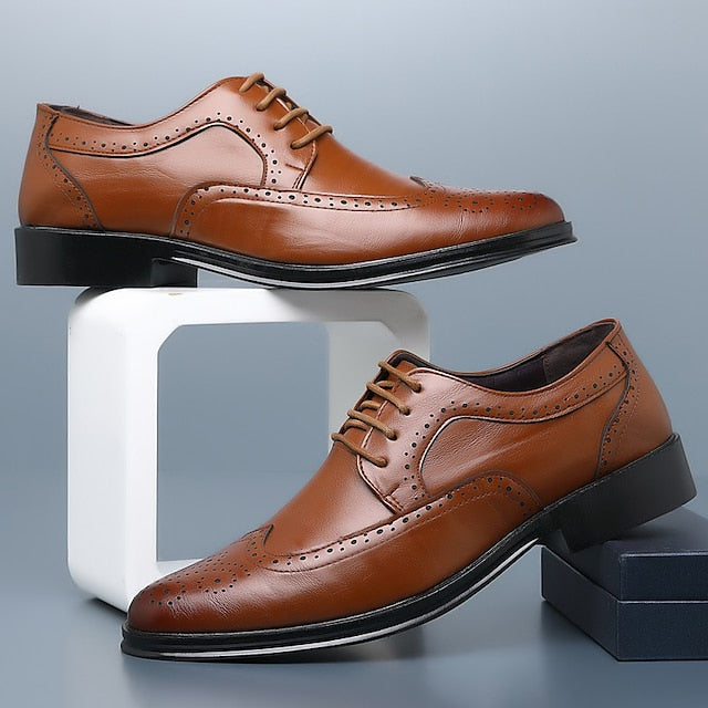 Classic – Shoes Faux Leather Brogue Brown Men's
