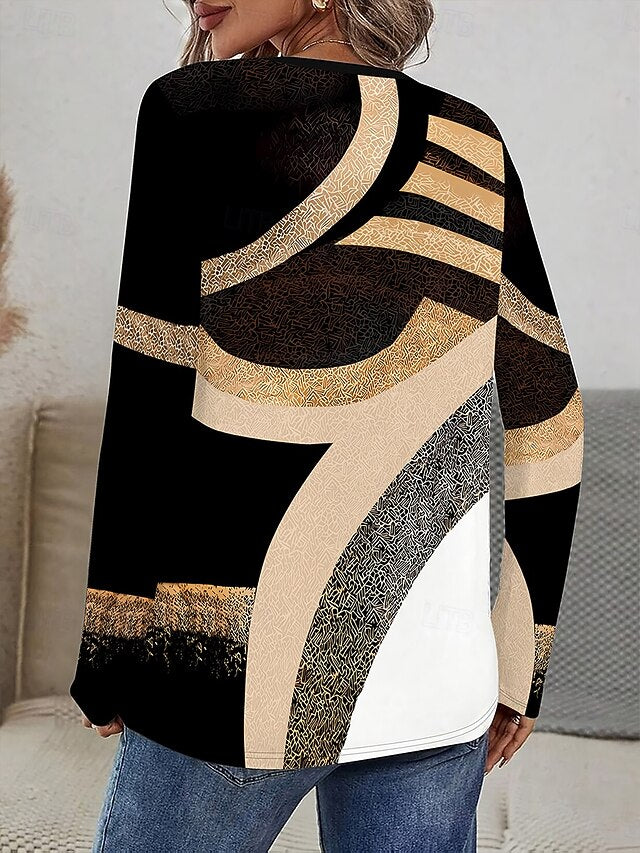 Women's T Shirt Cut Out Print Graphic Geometry Vintage