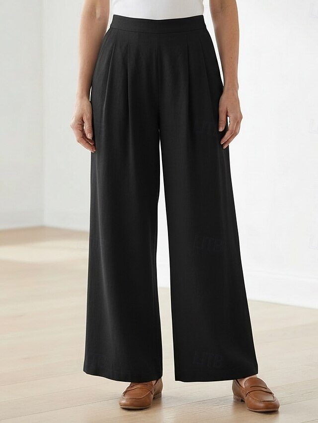 70% Linen Women's Linen Pants Wide Leg Chinos Vacation