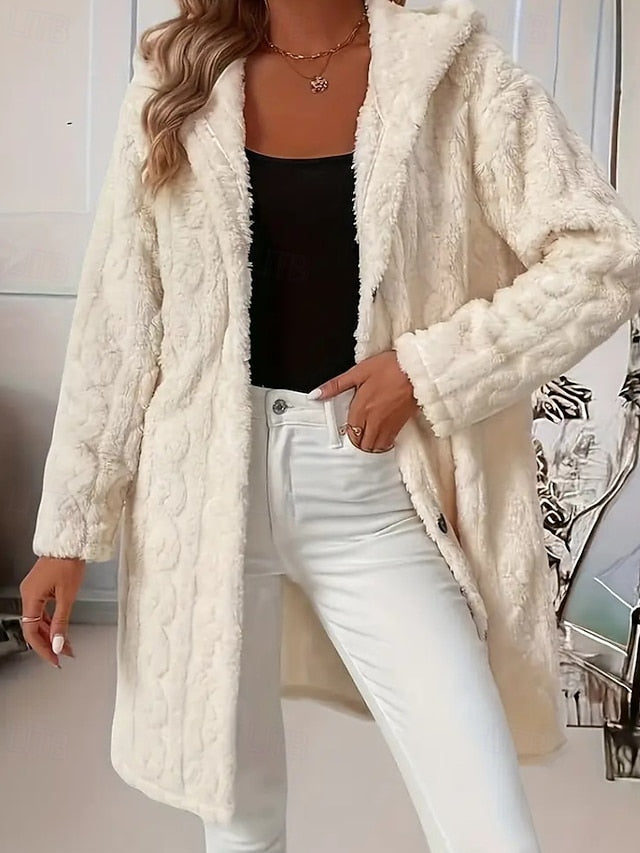 Faux Coat Fur Comfortable Casual Buttons Warm Women's