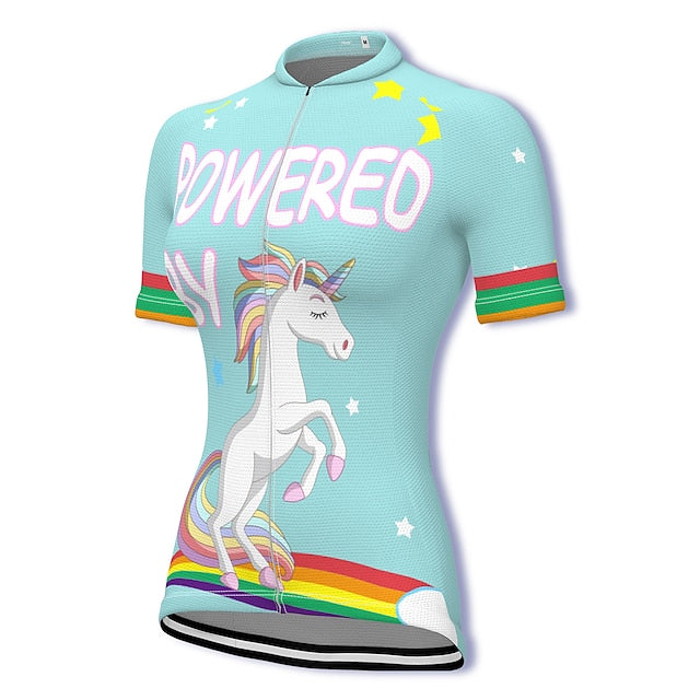 Women's Cycling Jersey Graphic Rainbow Unicorn Short Sleeve