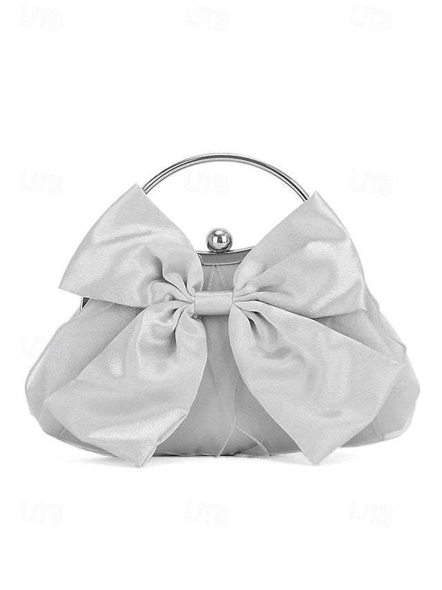 Clutch Evening – Bow Bag Women's Satin Pearl Elegant