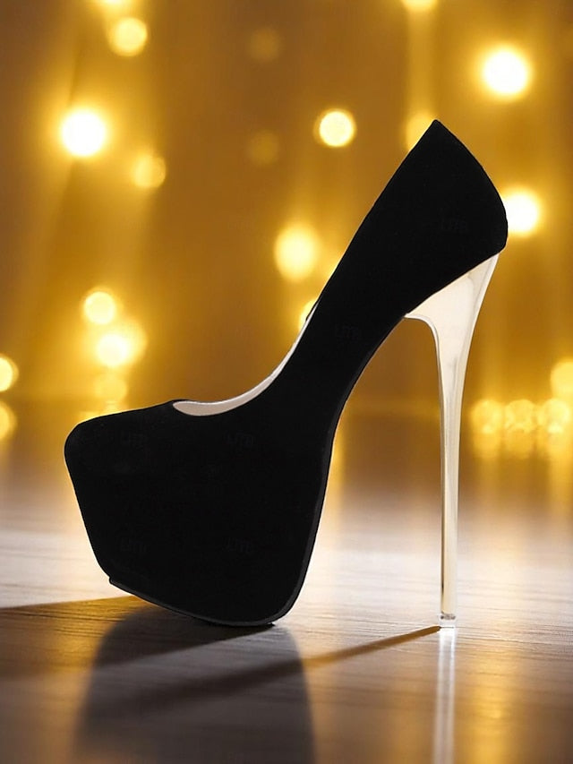 Women's Red Metallic Stiletto Heels with and Suede Platform