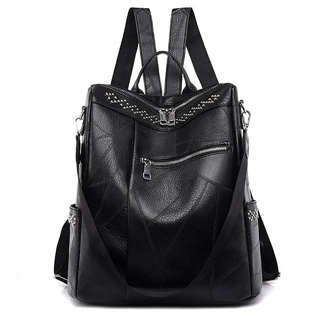 Large Backpack Women's - Leather Multi-Function Capacity