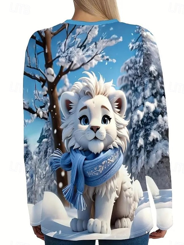 Women's T shirt Crew Neck Long Sleeve Tunic Pullover Winter